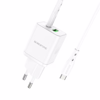 Įkroviklis Borofone BN7 20W USB-C/USB-A + USB-C to USB-C cable 1.0m baltas