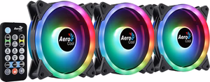 Aerocool DUO12PRO rinkinys 3x ventiliatorius 12 cm ARGB LED Dual Ring antivibraciniai 6 kontaktai juodas