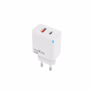 "Maxlife MXTC-09-30AC GaN PD QC įkroviklis 1x USB-C 1x USB 30W baltas