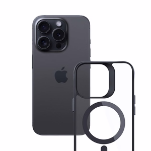 3mk Satin Armor MagCase с MagSafe для iPhone 15 Pro Max - прозрачный с чёрной рамкой