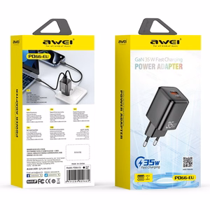 Įkroviklis Awei PD66-EU 35W GaN USB-A/USB-C baltas