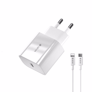 "Devia" sieninis įkroviklis "Smart PD" 1x USB-C 1x USB 20W, baltas