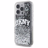 DKNY DKHCP16LLBNAEK iPhone 16 Pro 6.3" juodas/juodas kietas dėklas Liquid Glitter Arch Logo