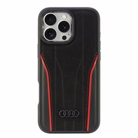 Audi Tikros odos Magnetinis dėklas telefonui iPhone 16 Pro Max 6.9" juodas-raudonas kietas dėklas AU-TPUPCMIP16PM-R8/D3-RD