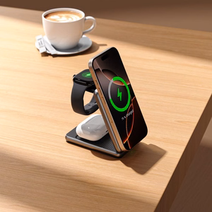 QI15W-A42 3in1 indukcinis įkroviklis su MagSafe Apple įrenginiams - pilkas