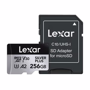 „Lexar High-Performance Silver Plus“ microSDXC atminties kortelė, 256 GB + adapteris