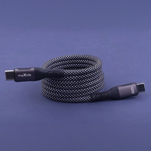 "Maxlife MXUC-11" magnetinis kabelis USB-C - USB-C 1,0 m 100W juodas nailonas