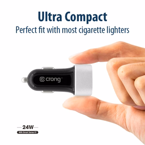 Crong Power 24 W automobilinis įkroviklis su 2 USB-A jungtimis, 2.4 A, aliumininis