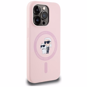 Karl Lagerfeld silikoninis Karl&Choupette Magnetinis dėklas telefonui iPhone 14 Pro Max - rožinis