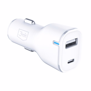 3mk automobilinis įkroviklis 20W PD 3.0 QC 3.0 USB 1A1C, baltas