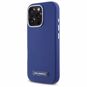 Karl Lagerfeld FW Metal Plate Magnetinis dėklas telefonui iPhone 16 Pro Max - mėlynas