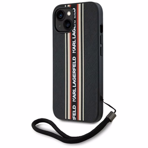 Karl Lagerfeld Saffiano Athleisure Stripes Cord Dėklas telefonui iPhone 15 - raudonas