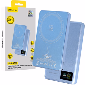 Blavec BJ-03 10000 mAh plonas magnetinis išorinis akumuliatorius su „MagSafe“, 13,5 mm, USB-C, 22,5 W, 3 viename (PBBJ03-MC10LB) (spalva: šviesiai mėlyna; aliuminio korpusas)