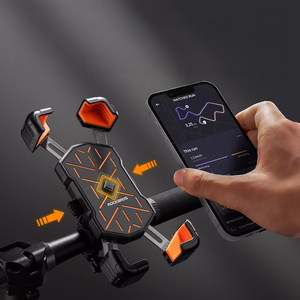 Rockbros HW-117 prispaudžiamas telefono laikiklis dviračio vairui – juodas ir oranžinis