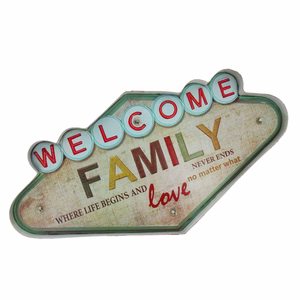 RETRO metalinė iškaba LED Welcome Family Forever Light