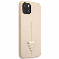 Guess GUHCP14MPSATLE iPhone 14 Plus 6.7" smėlinė/smėlinė kietas dėklas SaffianoTriangle Logo