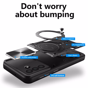 Samsung Galaxy A17 4G / A17 5G / A18 / A26 Case with Stand and Sliding Lens Cover - Black