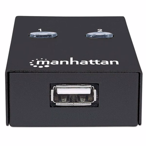 Manhattan USB-A automatinis bendro naudojimo jungiklis, 2x USB-B prievadai, 480 Mbps (USB 2.0), dvigubas valdymas (automatinis arba rankinis), maitinamas per USB (nereikalingas išorinis maitinimo šaltinis), su 1x 1.5m USB-A į USB-B kabeliu