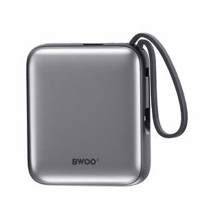 BWOO power bank P74 22.5W 10000 mAh with 2 built-in cables 1 x USB-C  1 x Lightning black