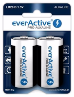 Šarminės baterijos everActive Pro Alkaline LR20 D - lizdinė plokštelė 2 vnt.