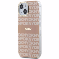 DKNY IML Mono ir juostelės Magnetinis dėklas iPhone 15 Plus / 14 Plus - rožinė