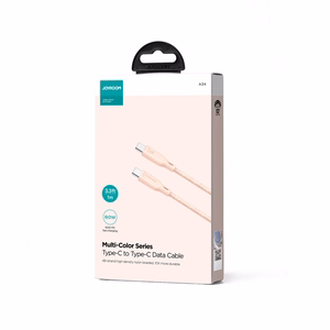USB kabelis Joyroom (S-A34) "USB-C (Type-C) to USB-C (Type-C)" (60W 1m) rožinis