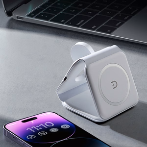 Dudao A11N 15W 3in1 indukcinis įkroviklis - baltas + USB-C / USB-C kabelis