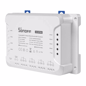 SONOFF išmanusis 4 kanalų jungiklis Wi-Fi, su RF 433MHz palaikymu, sauso kontakto