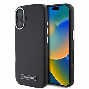 Karl Lagerfeld FW Metal Plate MagSafe iPhone 16 dėklas - juodas