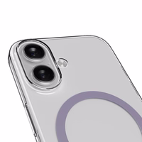 Puro Lite Mag TPU+PC dėklas telefonui, suderinamas su MagSafe, skirtas iPhone 17 – permatomas su rožiniu žiedu