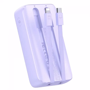 Išorinė baterija Joyroom JR-PBC07 violetinė 20000mAh 30W (PD / QC3.0) + integruoti Type-C / Lightning laidai