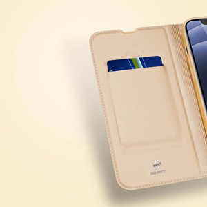 DUX DUCIS Skin Pro knygos stiliaus dėklas telefonui iPhone 13 mini (m) - auksinis (m)
