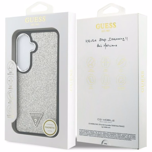 Guess dėklas Fixed Glitter Triangle MagSafe skirtas Samsung Galaxy S26 Plus sidabrinis
