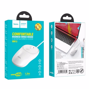 Wire mouse Hoco USB A 1600 dpi GM13 white
