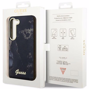 Guess GUHCS23MHTMRSK S23+ S916 juodas/juodas kietas dėklas Golden Marble Collection