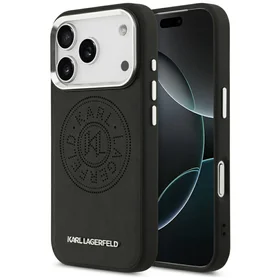 Karl Lagerfeld Point & Metal Logo Magnetinis dėklas telefonui iPhone 17 Pro Max - Juodas