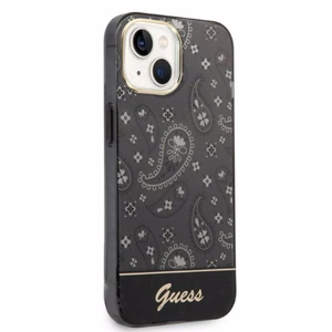 Guess GUHCP14MHGBNHK iPhone 14 Plus 6.7 "juodas/juodas kietas dėklas Bandana Paisley