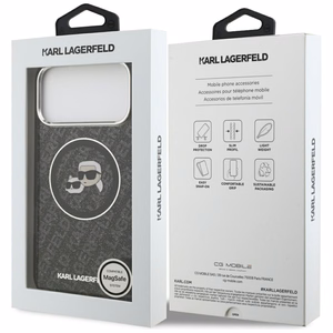 Dėklas telefonui Karl Lagerfeld IML Glitter Karl&Choupette Heads Logo MagSafe iPhone 17 Pro Max - juodas