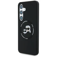 Karl Lagerfeld silikoninis dėklas telefonui Double Heads ir Circle MagSafe Samsung Galaxy S25 juodas