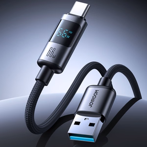 Joyroom S-A16 Pro Prism serijos 66W USB-A - USB-C kabelis su ekranu 1,2 m - juodas