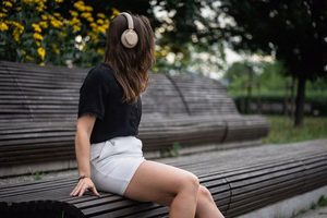 FORCELL F-AUDIO Touch Beat belaidės ausinės bluetooth ANC smėlinės