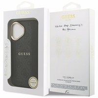 GUESS dėklas telefonui IPHONE 17, suderinamas su MagSafe GUHMP17SPG4SEMCK (PU W/ 4G Stripe) juodas