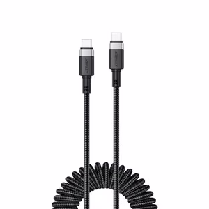 "Acefast" C14-03 USB-C - USB-C spyruoklinis kabelis 480Mb/s 3A 1,2 m - juodas