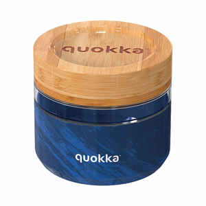 Quokka Deli Food Jar 500 ml borosilikatinio stiklo maisto indas, medienos raštas