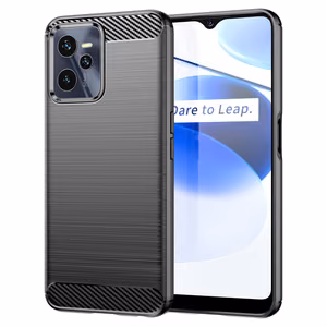 Carbon dėklas telefonui Realme C35 lankstus silikoninis anglies dėklas juodas