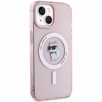 Karl Lagerfeld IML Choupette Magnetinis dėklas telefonui iPhone 15 - rožinė