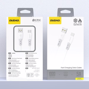 Dudao L25ST 5A USB-A - USB-C laidas su minkštu silikoninu apvalkalu 1m - baltas
