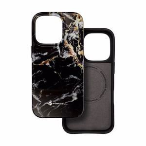 FORCELL F-PROTECT Mirage, karinio standarto išbandytas dėklas telefonui su MagSafe, skirtas IPHONE 15 PRO MAX, juodo marmuro spalvos