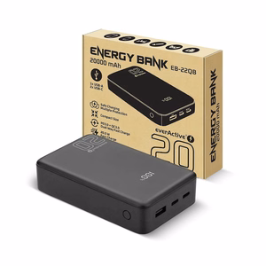 Išorinė baterija 20 000mAh, 1x USB, 2x USB-C, 20W, QC4+, LCD ekranas, juodas