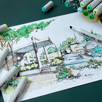 Dvipusiai markeriai - flomasteriai ARRTX Oros, 24 spalvų, žalio atspalvio